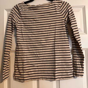 J. Crew Black and Cream Striped Long Sleeve Tee 100% Cotton